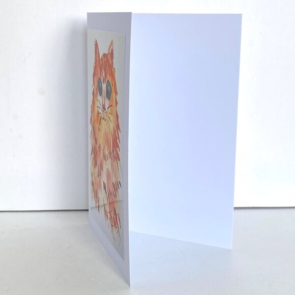 FluffyCat Painting Art Print 5x7in Blank Greeting Card and Envelope All Occasion - Picture 2 of 4